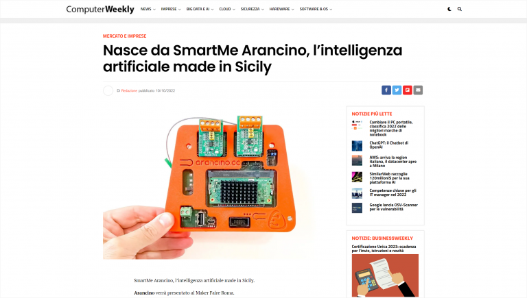 Nasce da SmartMe Arancino, l’intelligenza artificiale made in Sicily