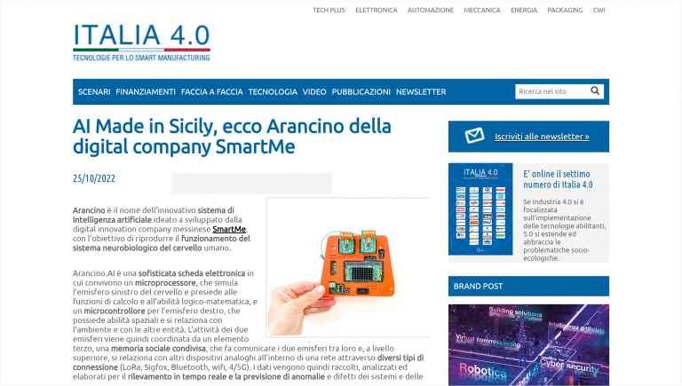 AI Made in Sicily, ecco Arancino della digital company SmartMe